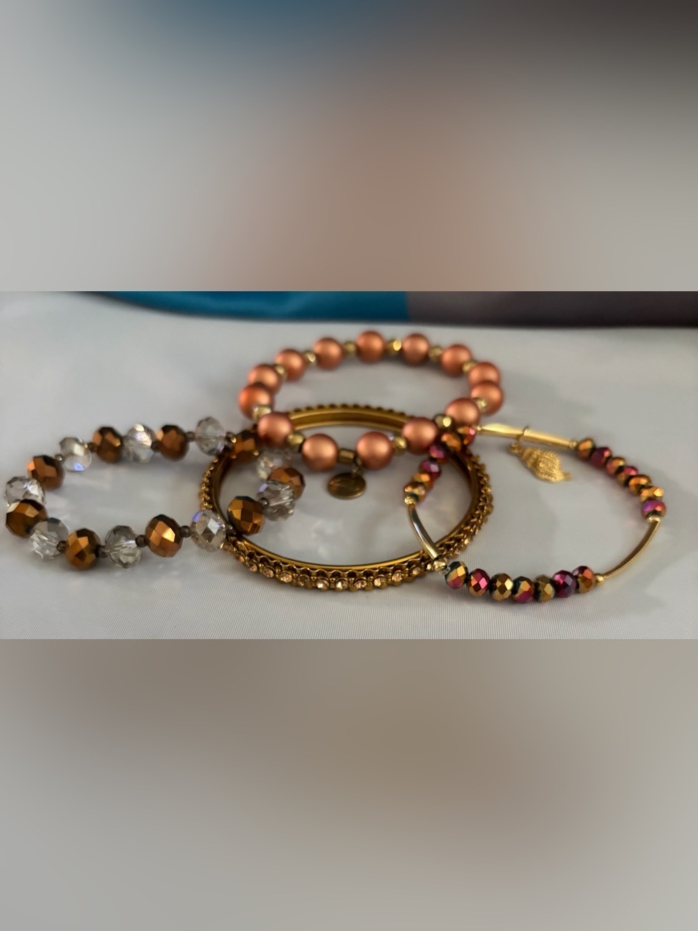 Gold-Tone & Copper Pearl Stretch Bracelet Set - Women's Fashion Jewelry